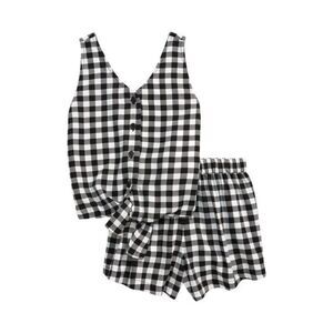 Nordstrom Gingham Summer Set In Black And White Size XL 14-16